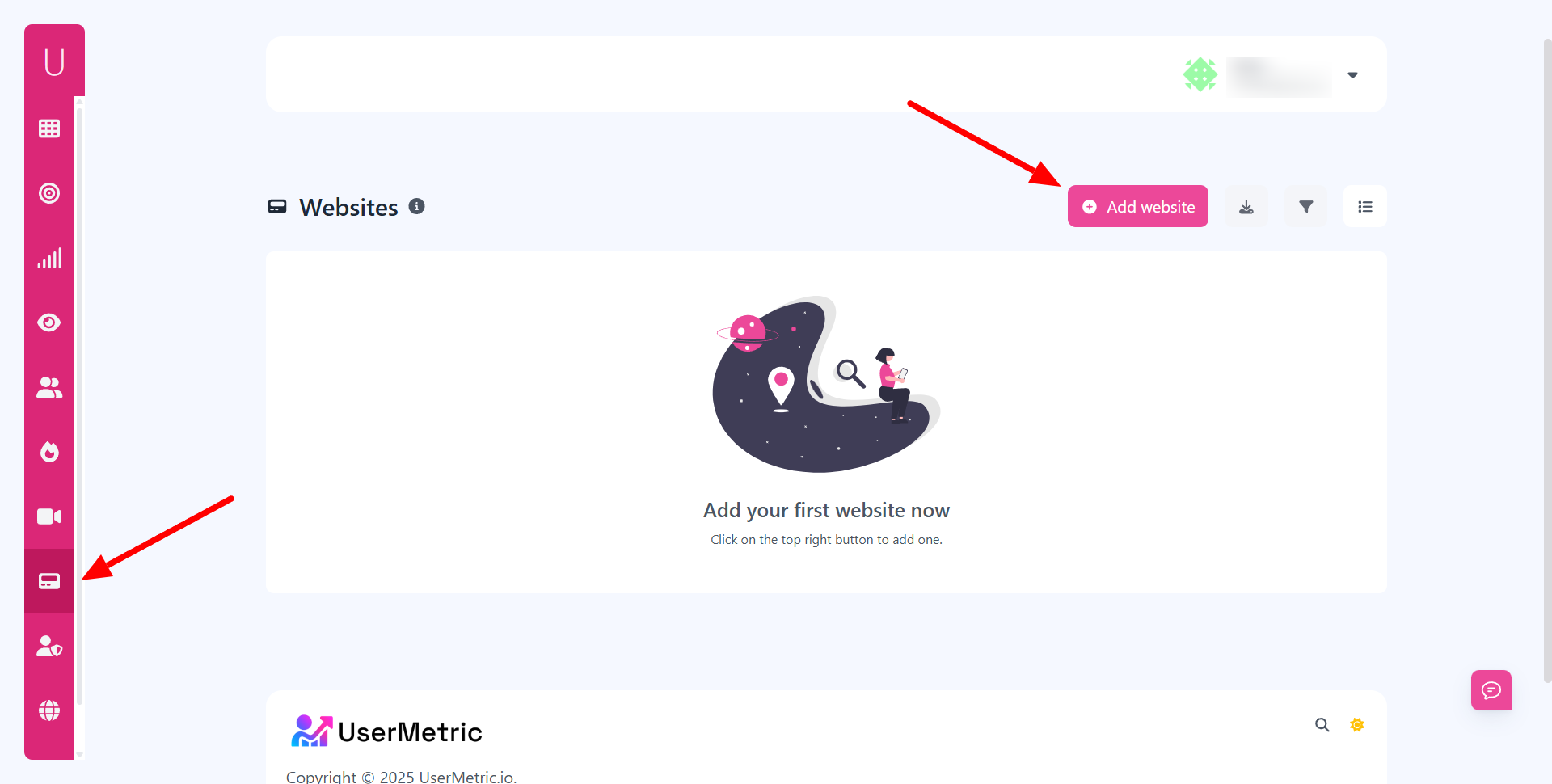 Adding a websites to UserMetric