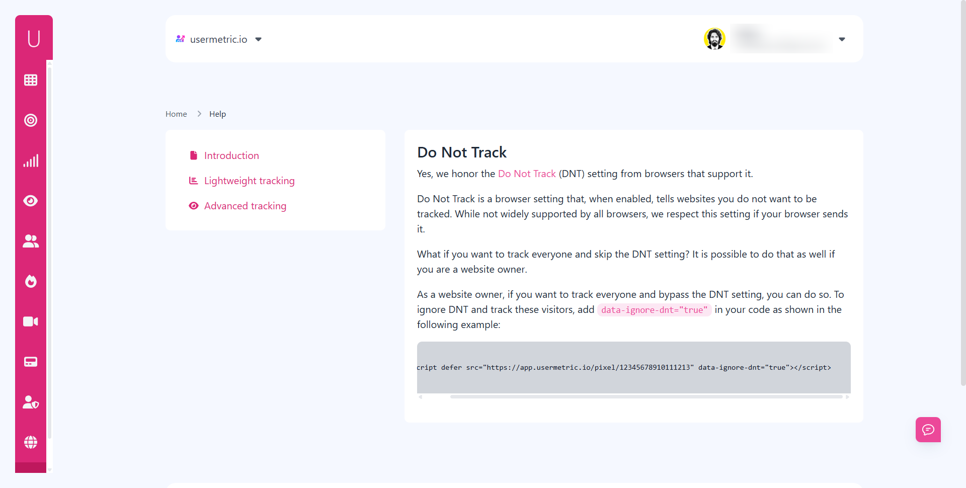 Do Not Track - Help UserMetric