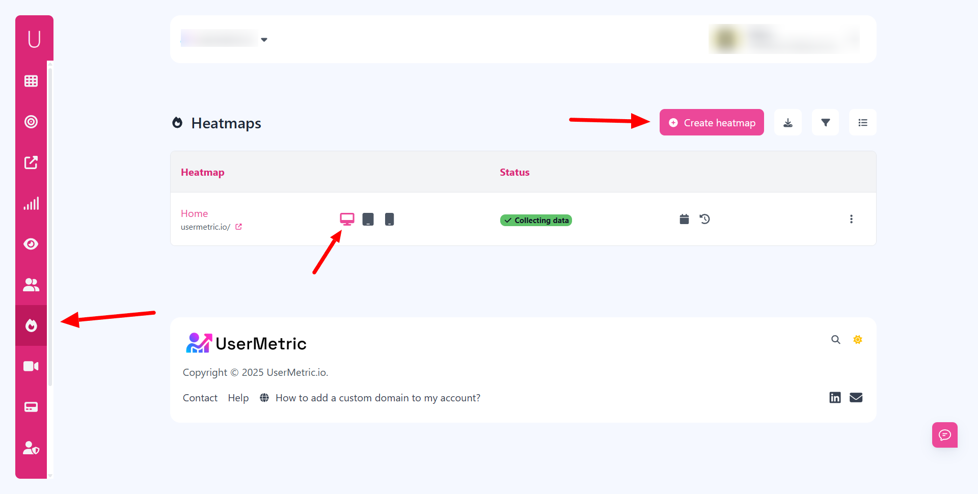 Heatmaps Dashboard at UserMetric