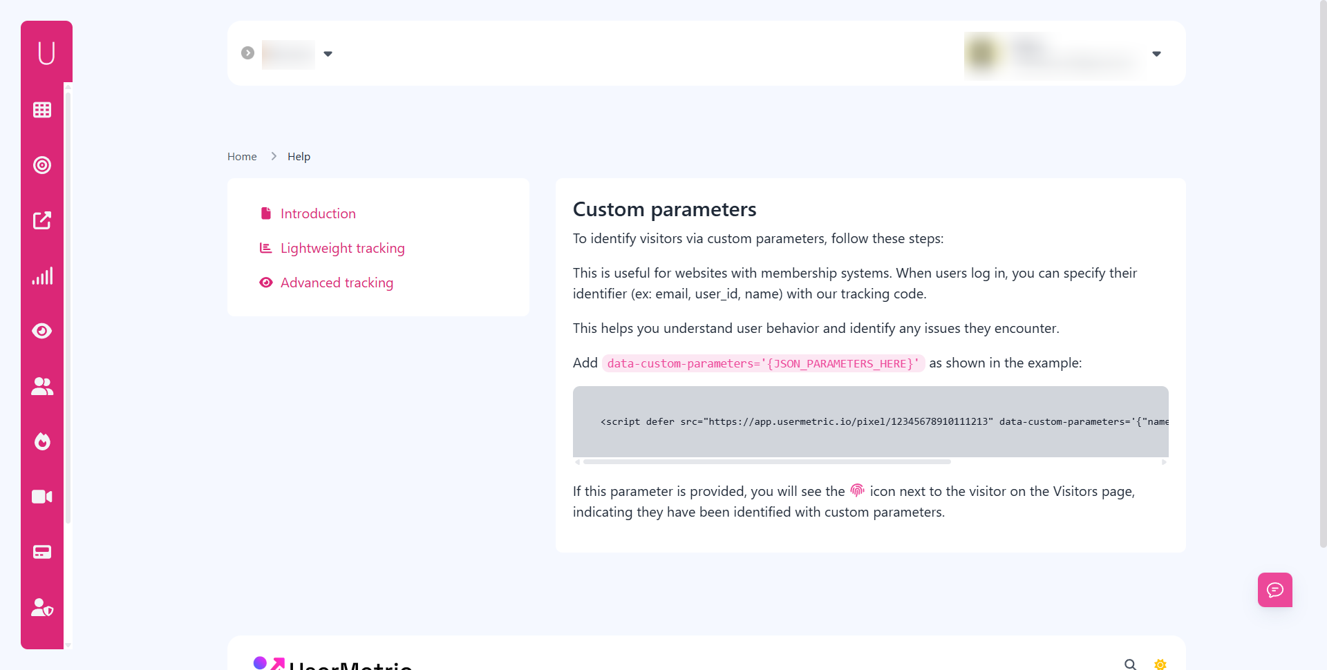 Custom Parameters Definition in Help Center Docs