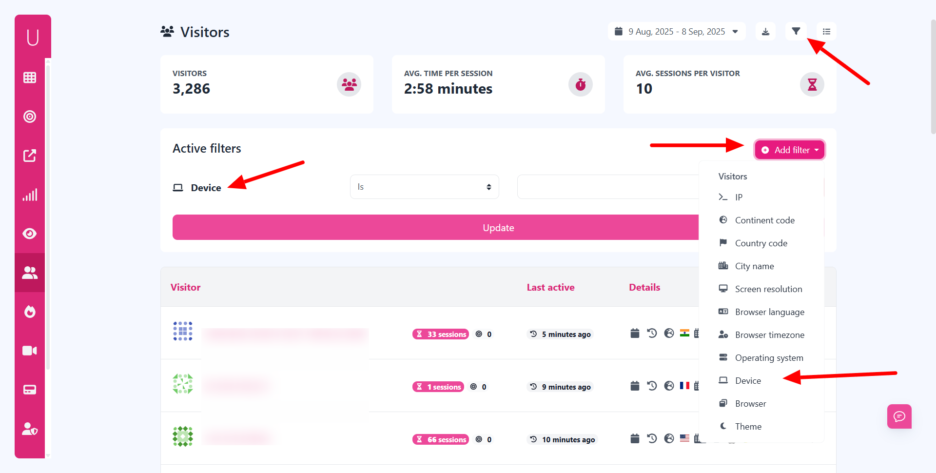 Filtering Visitors by Devices